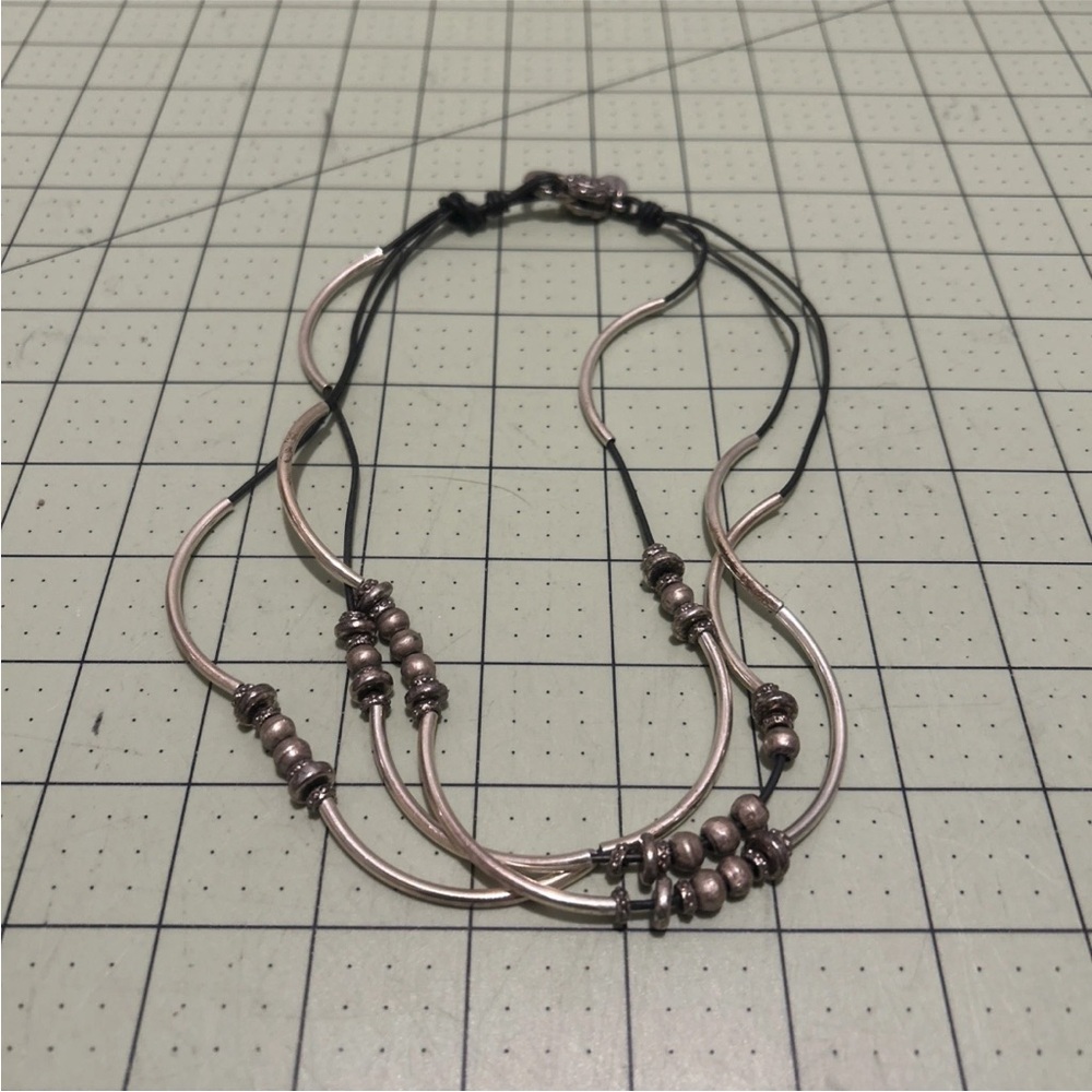 Lizzy James Convertible Wrap Bracelet Necklace Silver w/Two Tone Beads  Petite